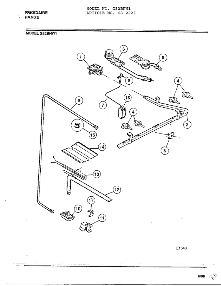 Frigidaire - Range Page 5 Diagram and Parts List for 2221  Frigidaire Range
