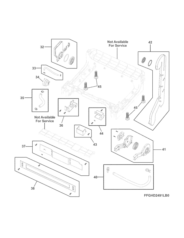Frame Diagram and Parts List for FGHD2472PF1A  Frigidaire Dishwasher