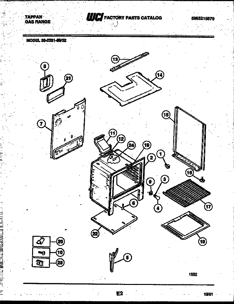BODY PARTS Diagram and Parts List for 30-2251-00-02  Tappan Range