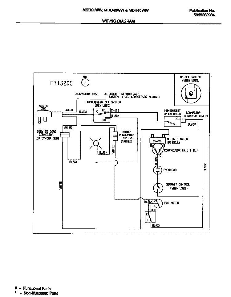 WIRING DIAGRAM Diagram and Parts List for MDD25WW1  Frigidaire Dehumidifier