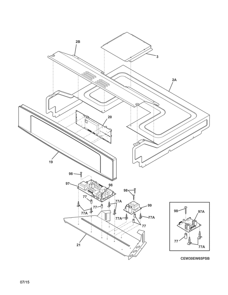 Control Panel Diagram and Parts List for EW30EW65PSC  Electrolux Wall Oven