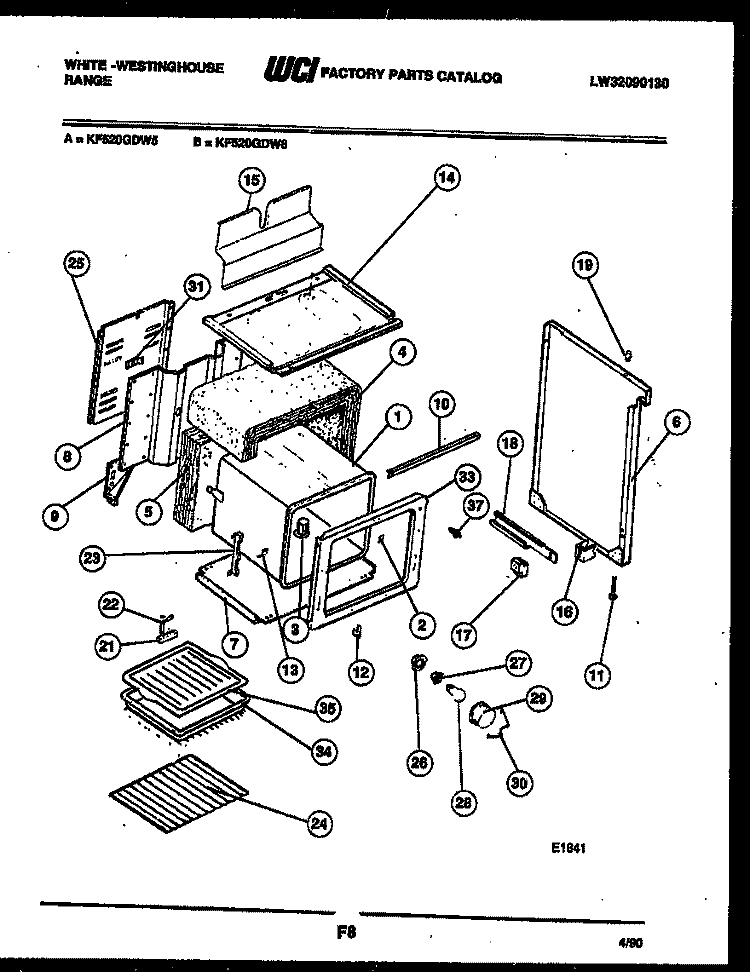 BODY PARTS Diagram and Parts List for KF520GDH6  Frigidaire Range