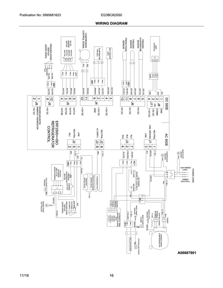 Wiring Diagram Diagram and Parts List for EI23BC82SS0  Electrolux Refrigerator