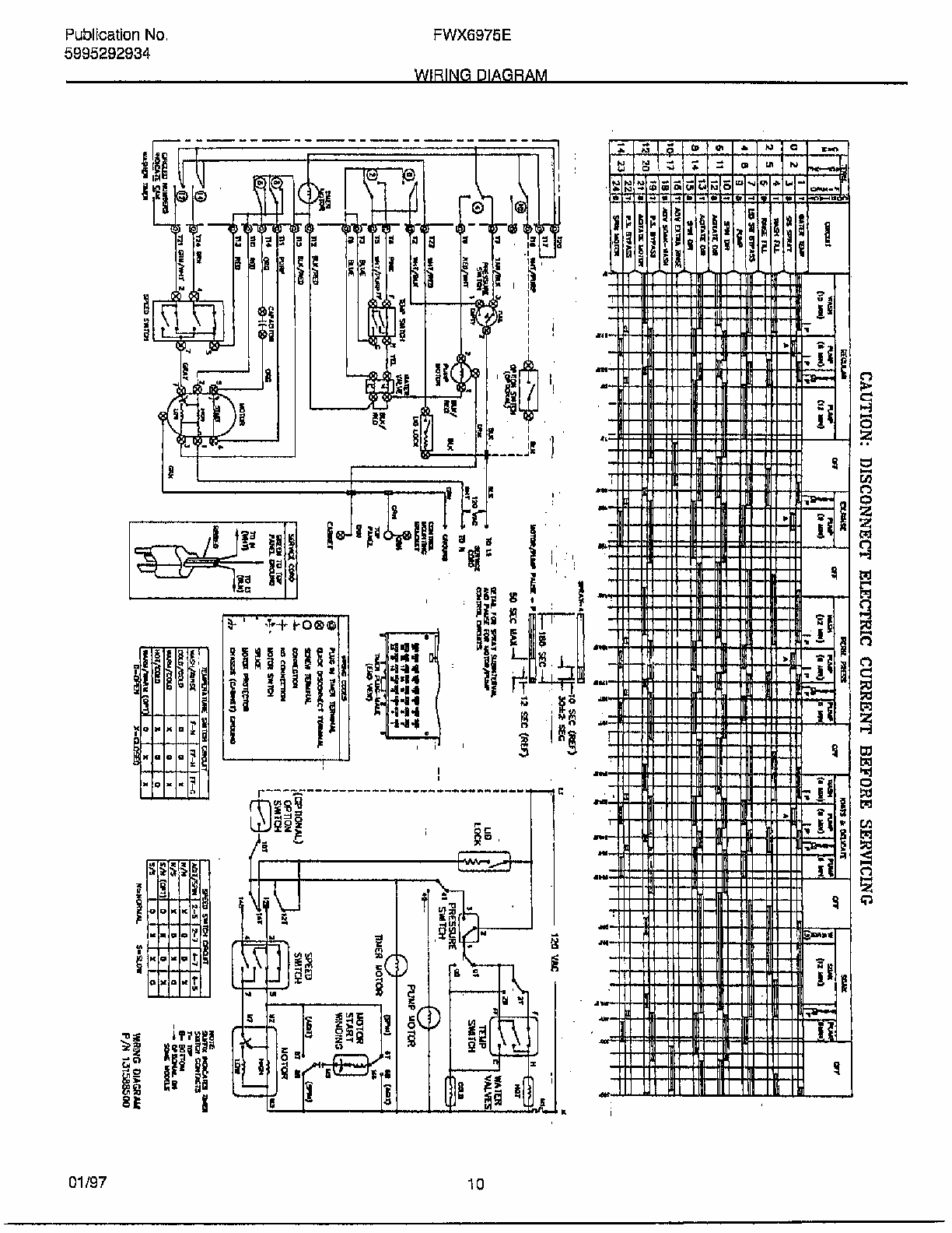 Wiring Diagram Diagram and Parts List for FWX6975E  Frigidaire Washer