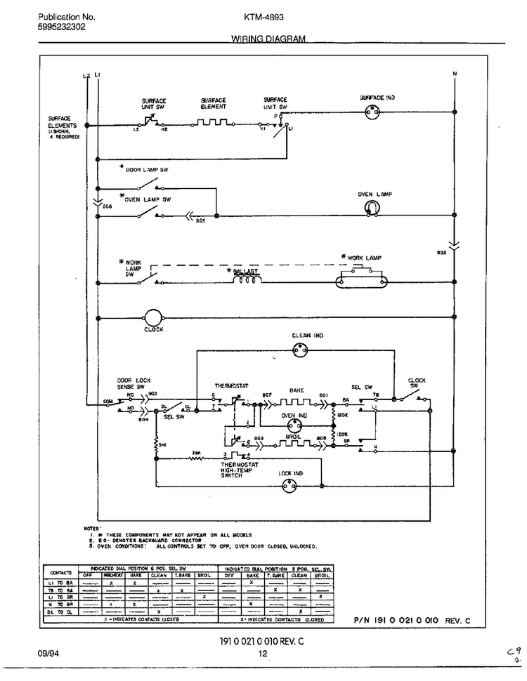 Wiring Diagram Diagram and Parts List for 4893-80B  Frigidaire Range