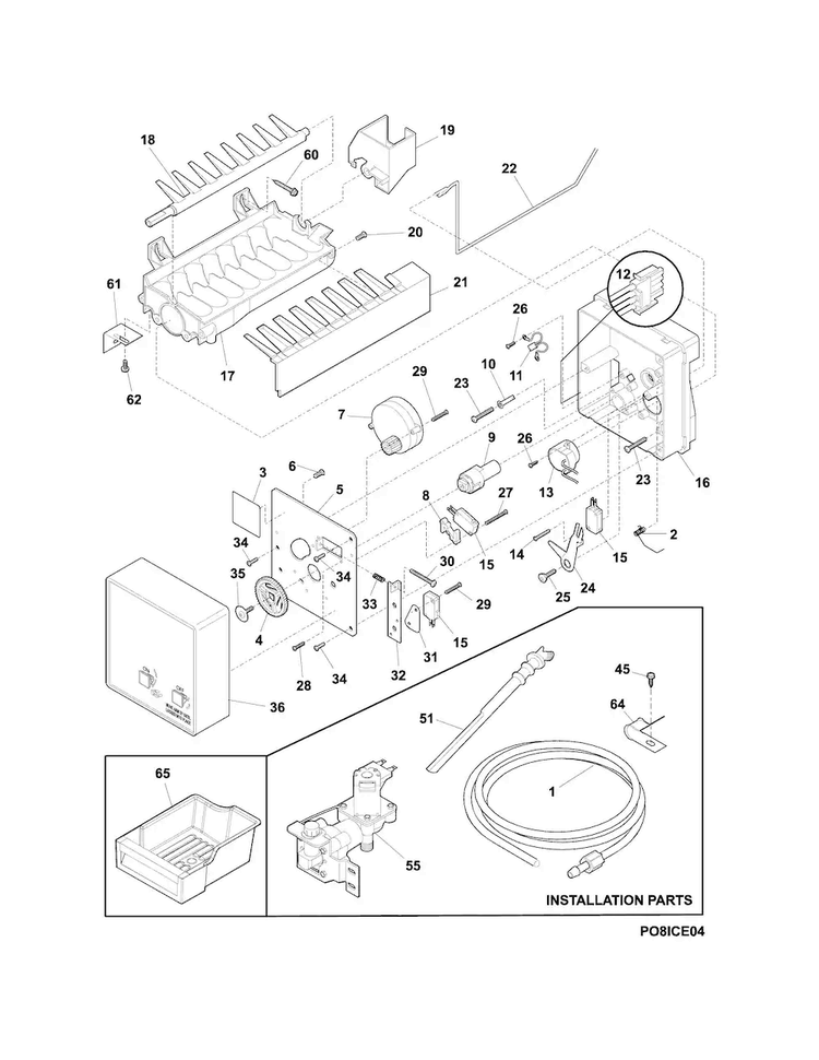 Ice Maker Diagram and Parts List for E32AF85PQSC  Electrolux Freezer