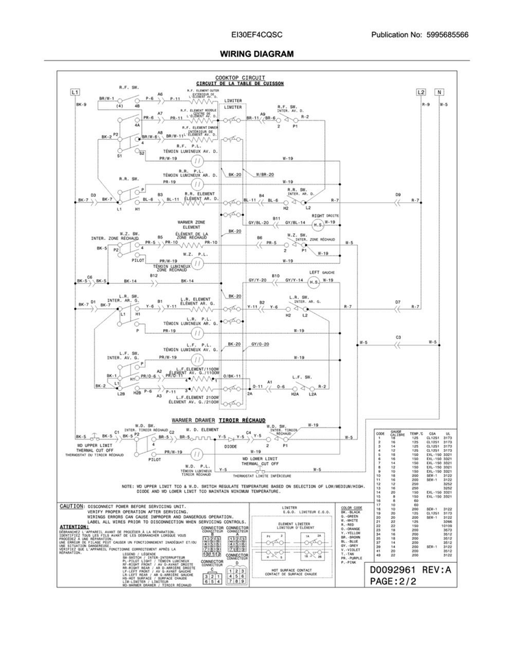Wiring Diagram Diagram and Parts List for EI30EF4CQSC  Electrolux Range