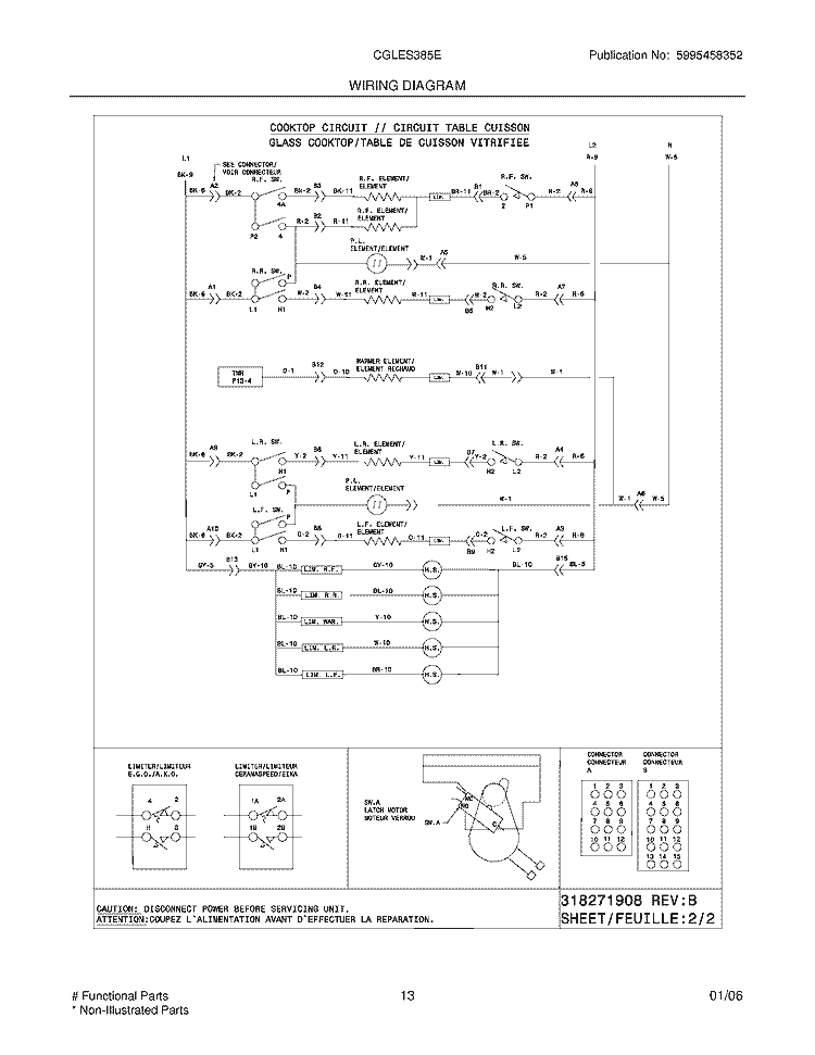 WIRING DIAGRAM Diagram and Parts List for CGLES385ES2  Frigidaire Wall Oven