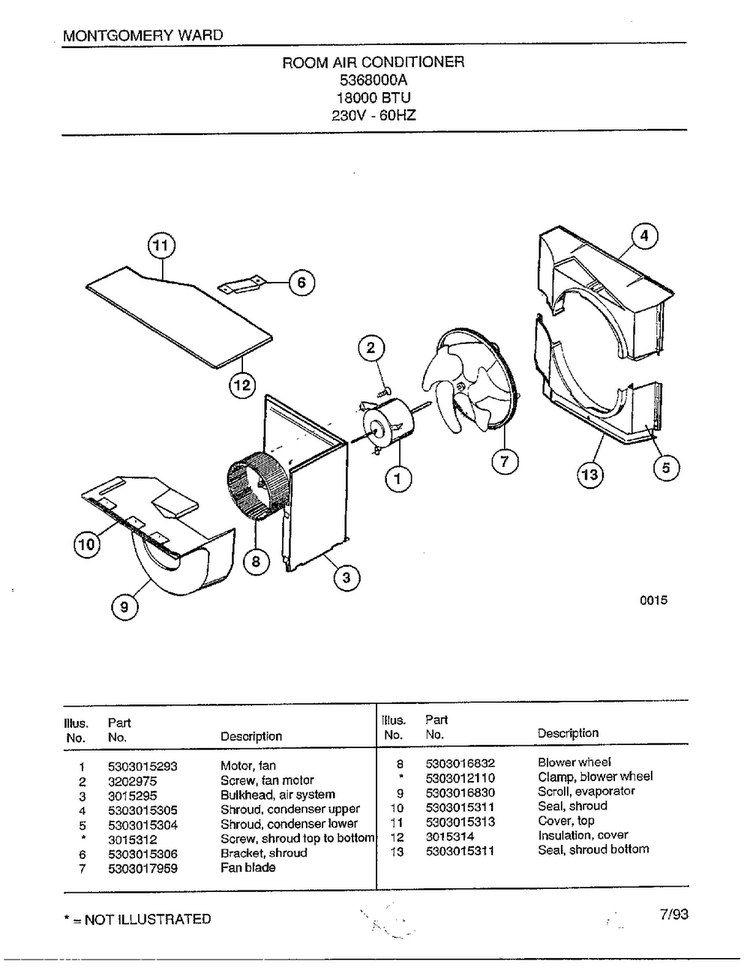 Room Air Conditioner Page 4 Diagram and Parts List for 5368000A  Frigidaire Air Conditioner
