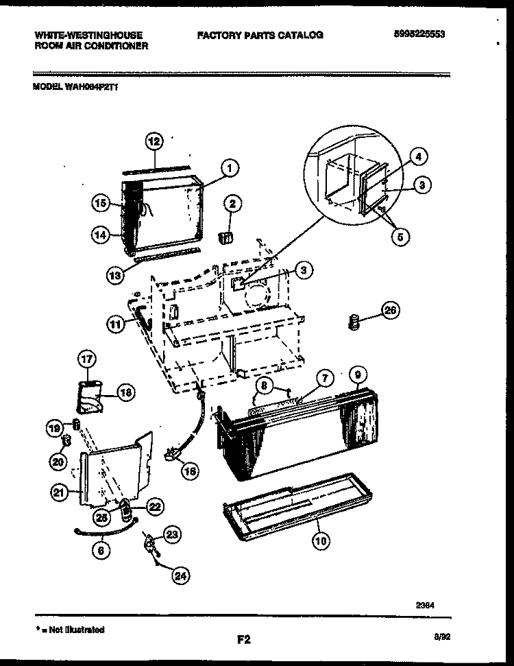 SYSTEM PARTS Diagram and Parts List for WAH084P2T1  Frigidaire Air Conditioner