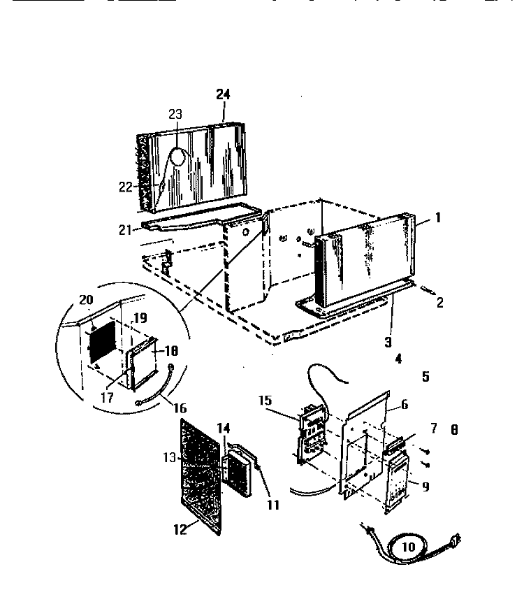 CONTROL PARTS Diagram and Parts List for AS189J2K1  Frigidaire Air Conditioner