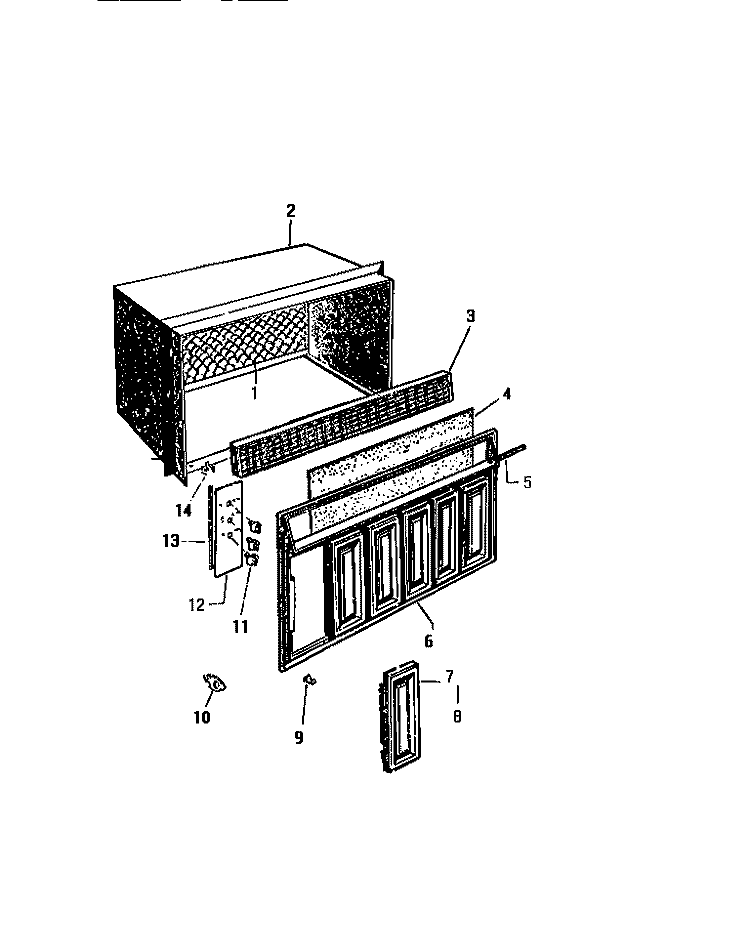 CABINET, FRONT, WRAPPER Diagram and Parts List for AS227K2K1  Frigidaire Air Conditioner