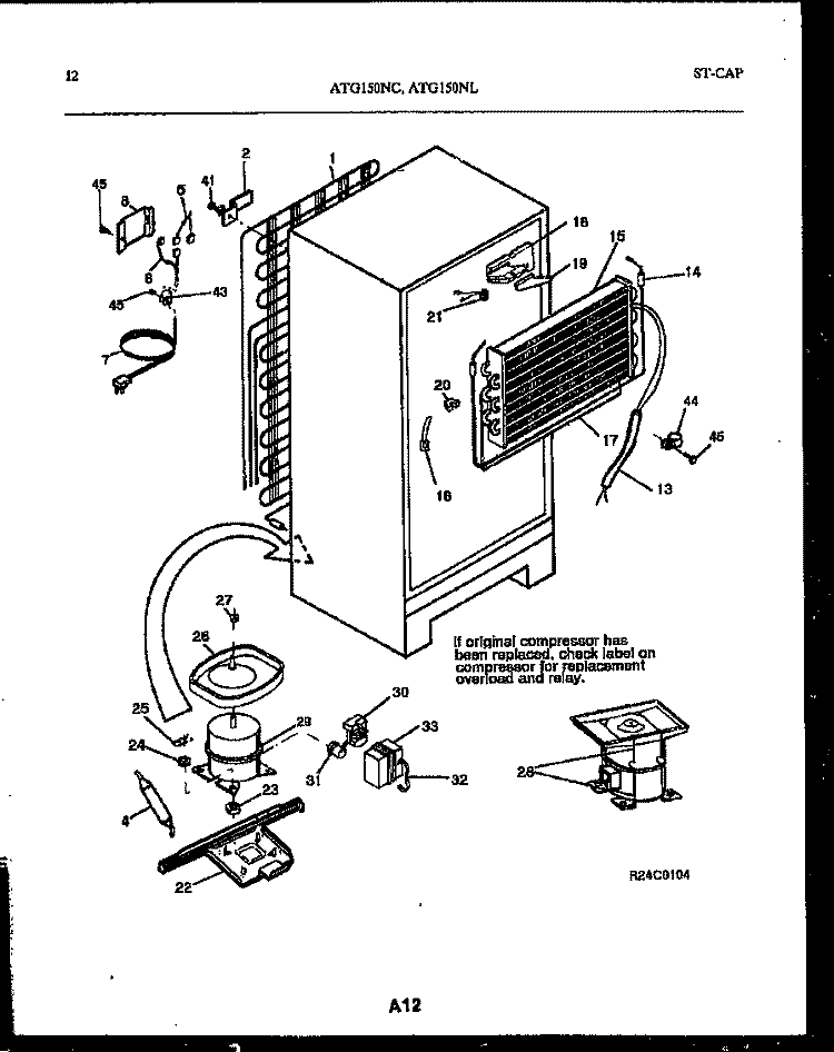 SYSTEM AND AUTOMATIC DEFROST PARTS Diagram and Parts List for ATG150NLW2  Frigidaire Refrigerator