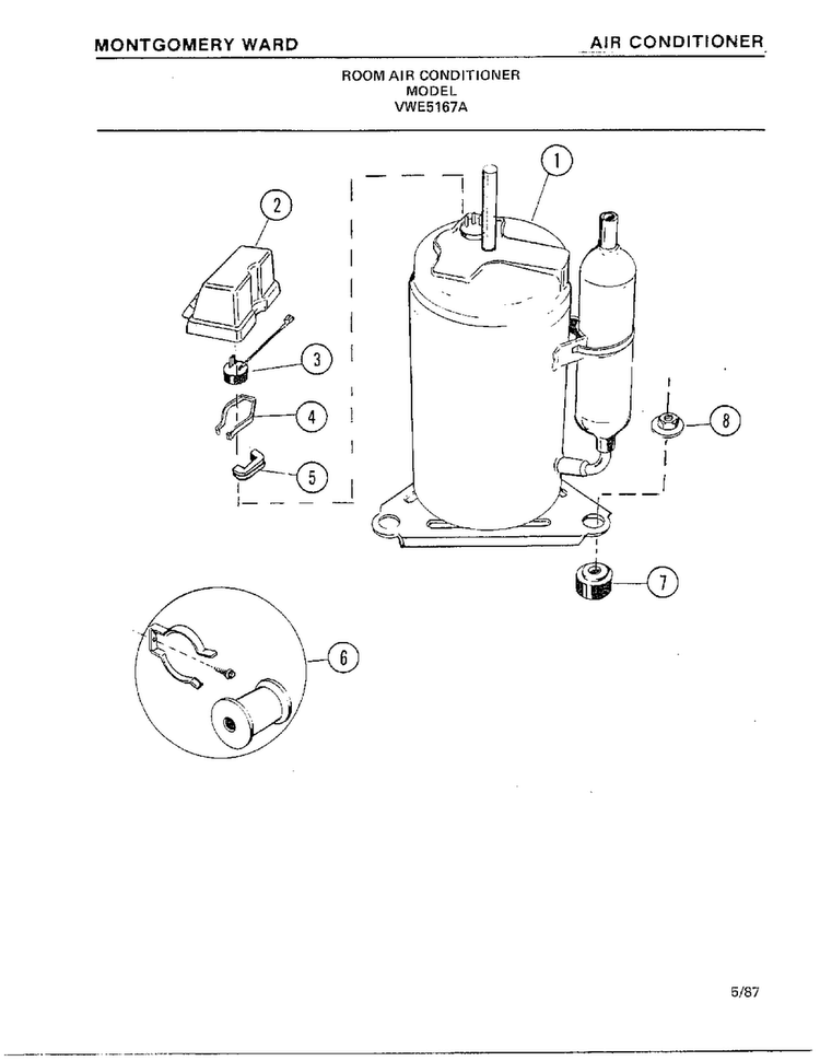 Air Conditioner Page 7 Diagram and Parts List for 5167A  Frigidaire Air Conditioner