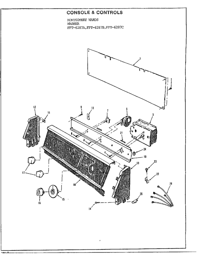 Console/controls Diagram and Parts List for 6287C  Frigidaire Washer