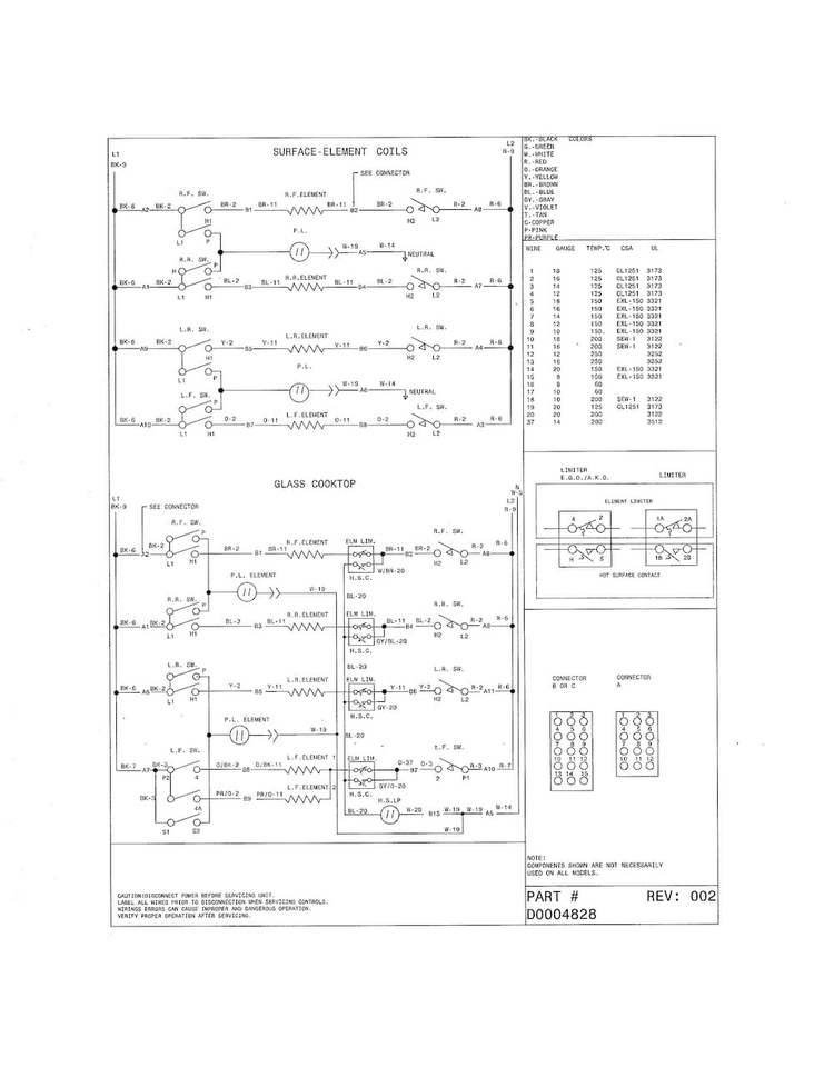 Wiring Diagram Diagram and Parts List for FFES3015PBA  Frigidaire Range