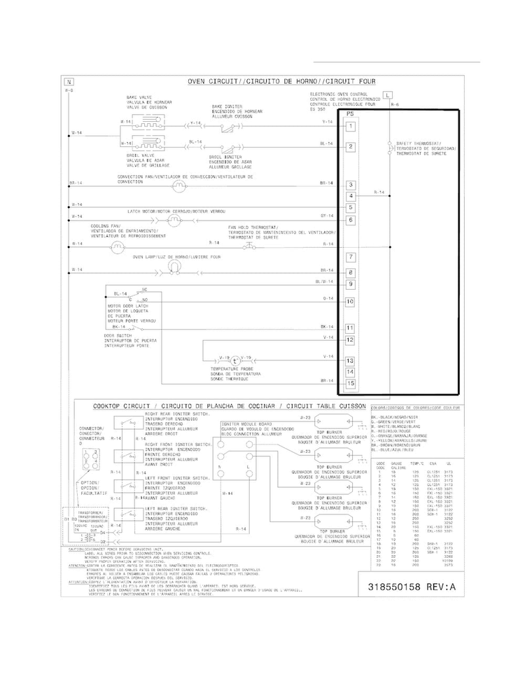 Wiring Diagram Diagram and Parts List for CFGS3035LS3  Frigidaire Range