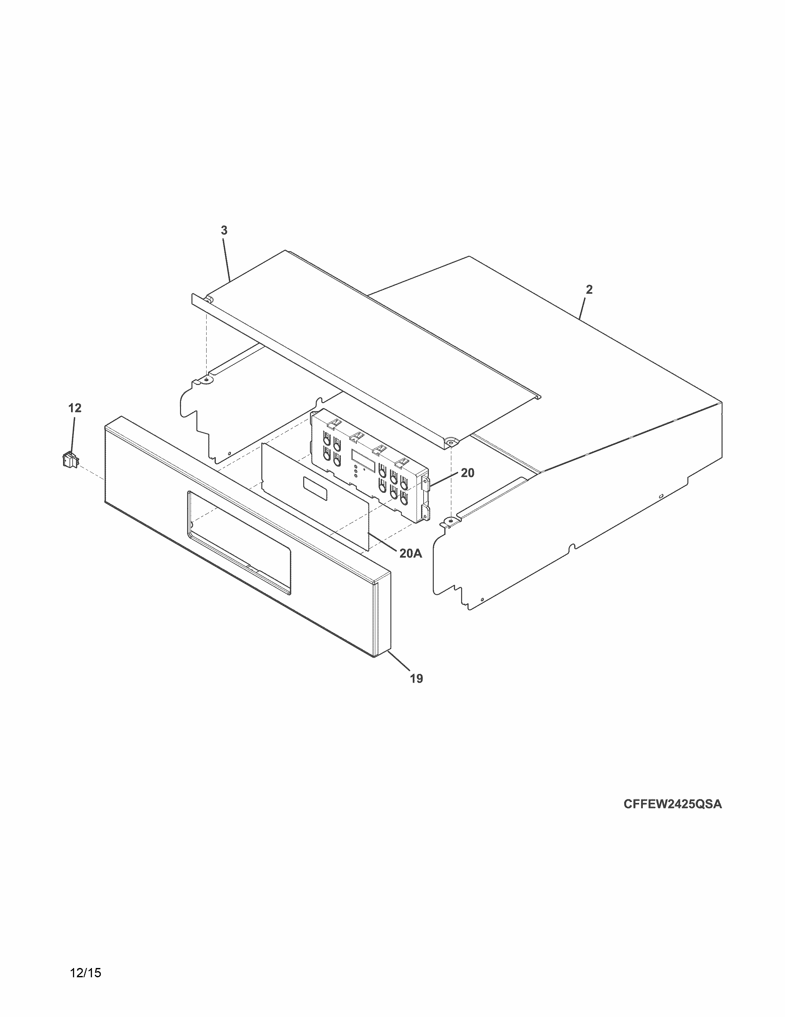 Control Panel Diagram and Parts List for 79040283410  Kenmore Wall Oven