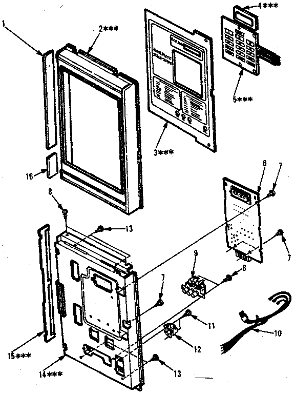 Control Panel Diagram and Parts List for 5648568511  Kenmore Microwave