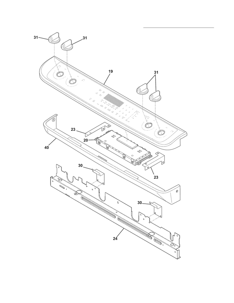 Backguard Diagram and Parts List for FGGS3065KBH  Frigidaire Range