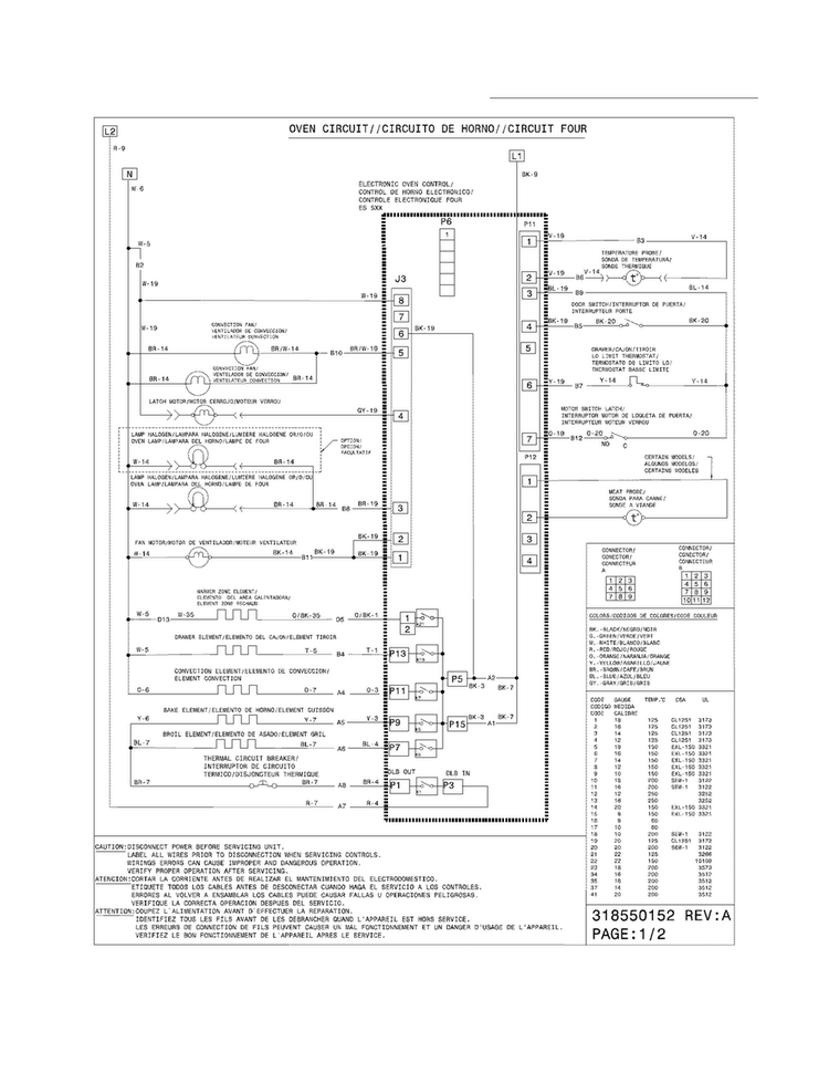 Wiring Diagram Diagram and Parts List for FPES3085KFF  Frigidaire Range