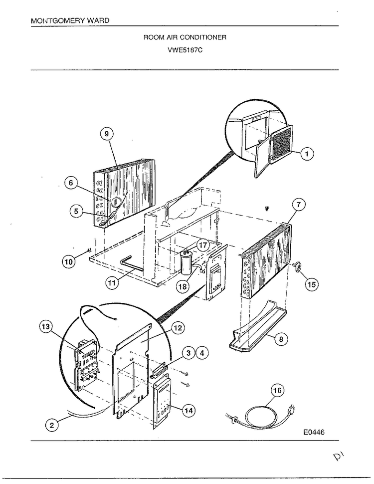 Room Air Conditioner Page 3 Diagram and Parts List for 5187C  Frigidaire Air Conditioner