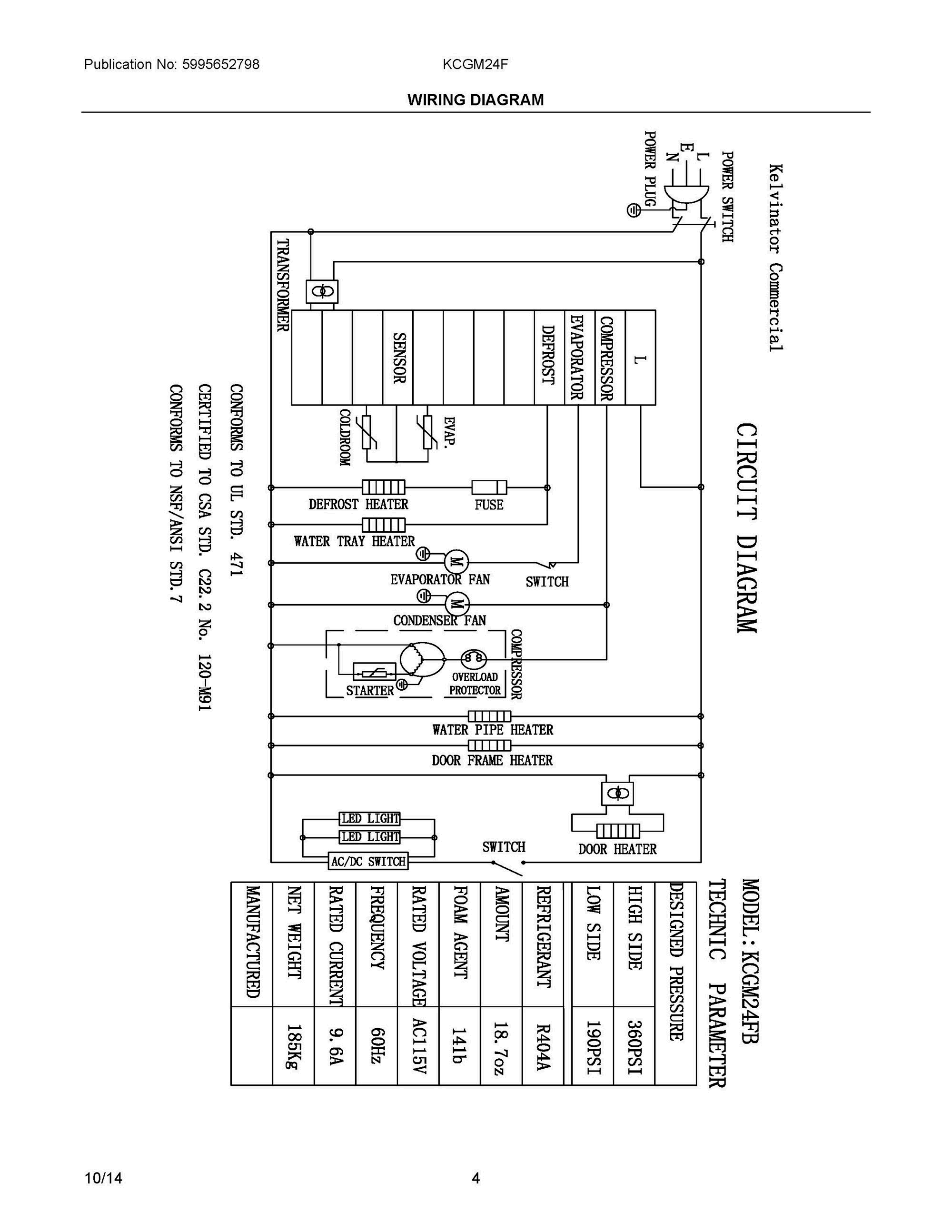 03 - WIRING DIAGRAM Diagram and Parts List for KCGM24FB  Frigidaire Refrigerator