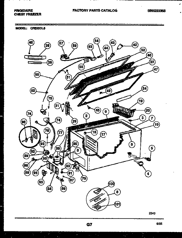 CHEST FREEZER PARTS Diagram and Parts List for CFE23DL5  Frigidaire Freezer