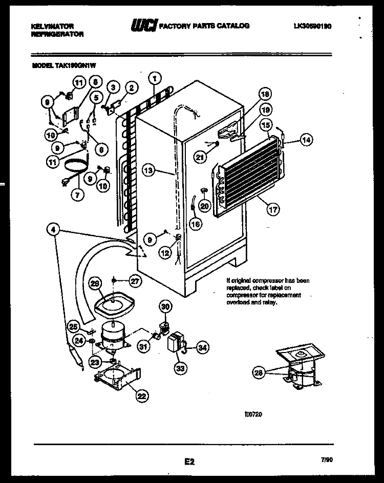 SYSTEM AND AUTOMATIC DEFROST PARTS Diagram and Parts List for TAK190GN1W  Kelvinator Refrigerator