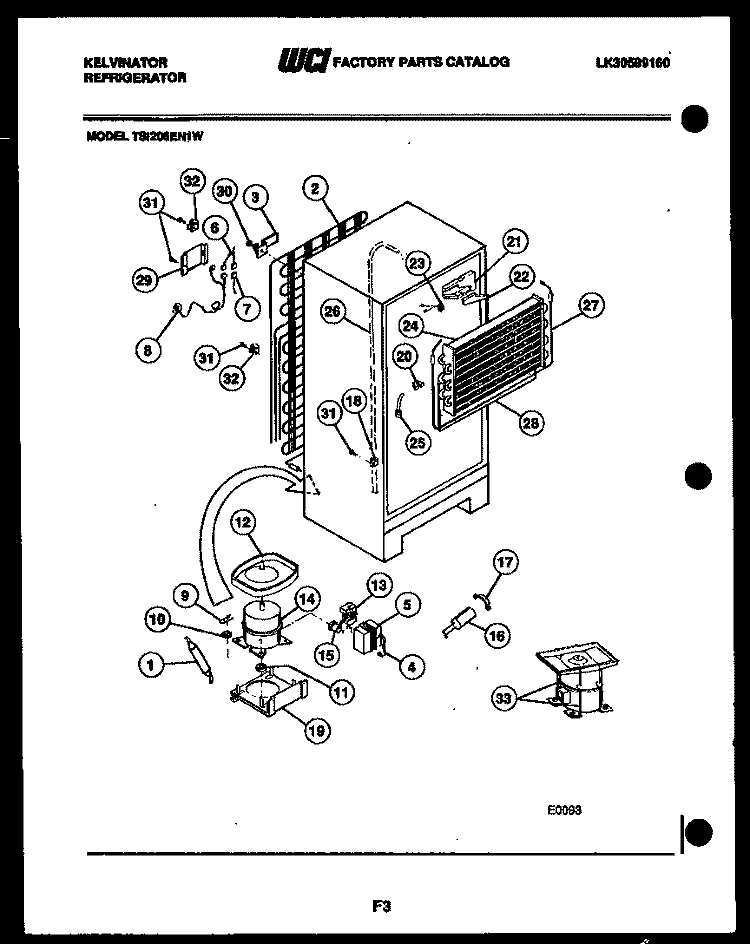 SYSTEM AND AUTOMATIC DEFROST PARTS Diagram and Parts List for TAK140EN0V  Kelvinator Refrigerator