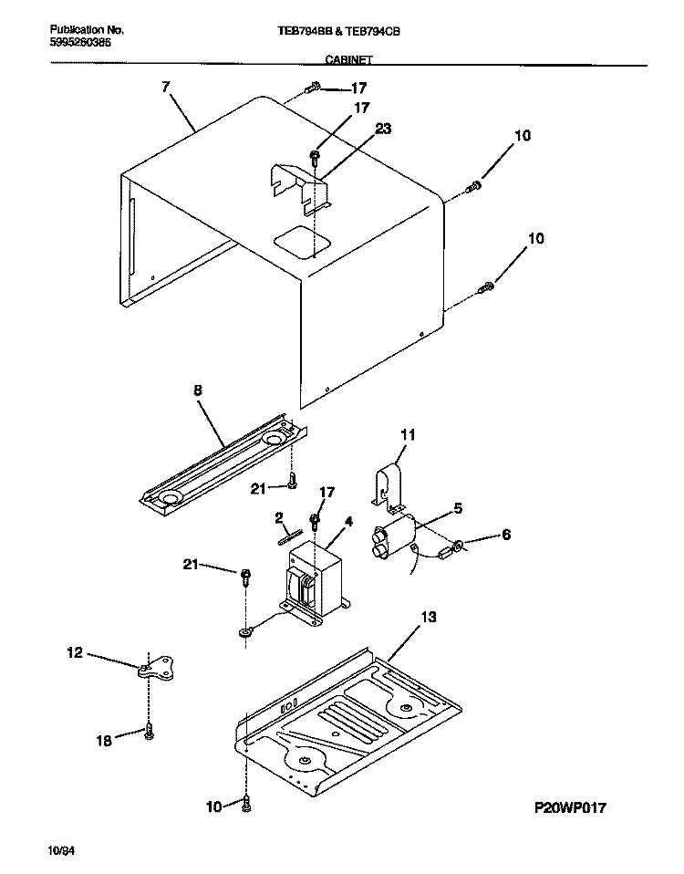 CABINET Diagram and Parts List for TEB794BBBA  Tappan Microwave Oven Combo