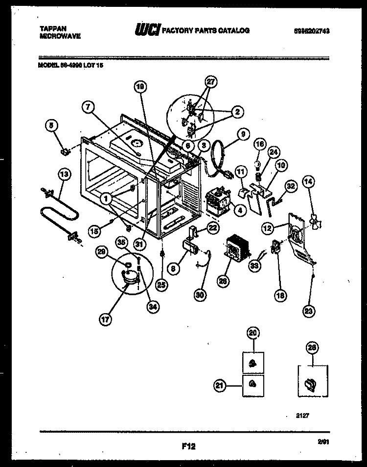 FUNCTIONAL PARTS Diagram and Parts List for 56-4990-10-15  Tappan Microwave