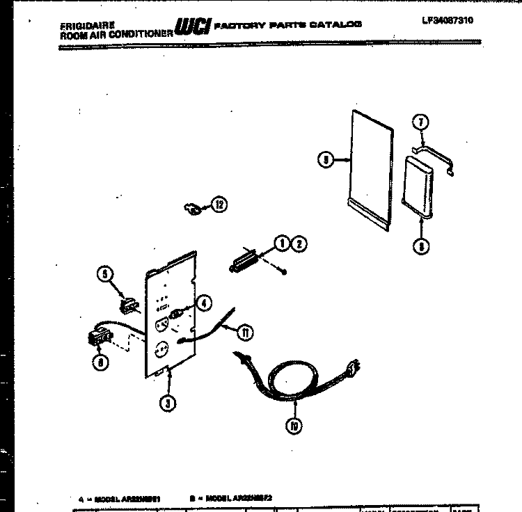 ELECTRICAL PARTS Diagram and Parts List for AR22NS5E2  Frigidaire Air Conditioner