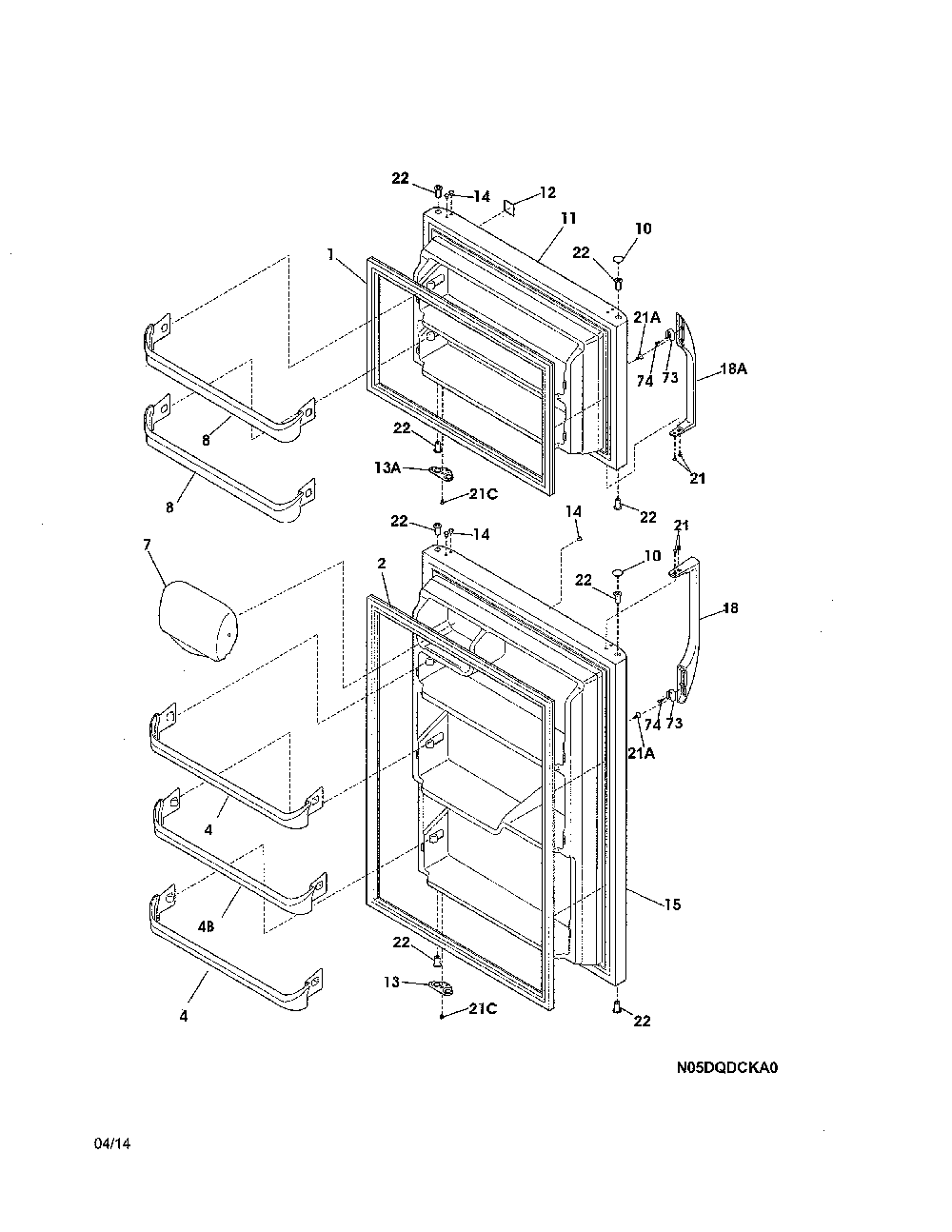 Door Diagram and Parts List for 2537888301E  Kenmore Refrigerator