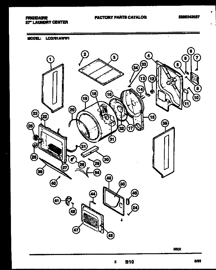 CABINET AND COMPONENT PARTS Diagram and Parts List for LCG701ADD1  Frigidaire Washer Dryer Combo