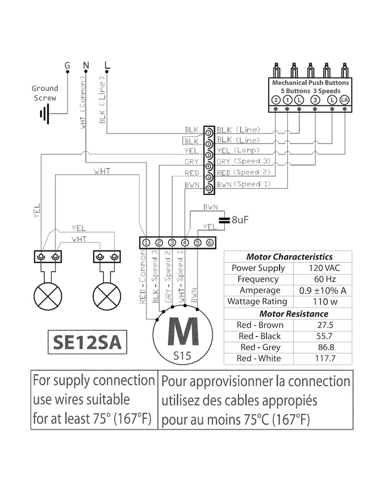 Wiring Diagram Diagram and Parts List for FHWC3640MSA  Frigidaire Range Hood