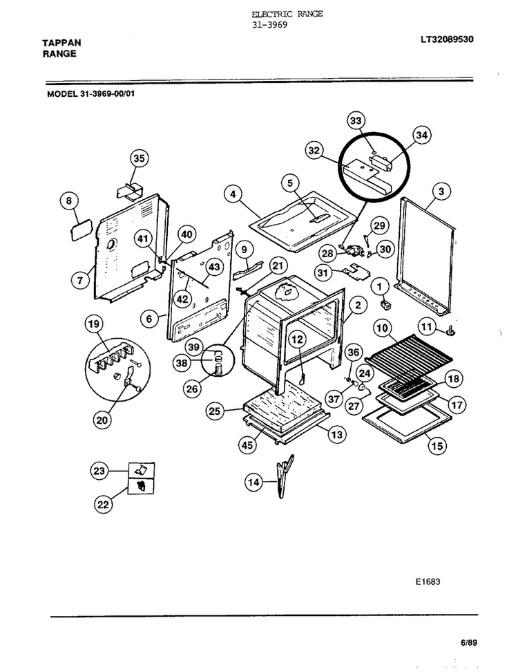 Electric Range Page 4 Diagram and Parts List for 31-3969  Tappan Range