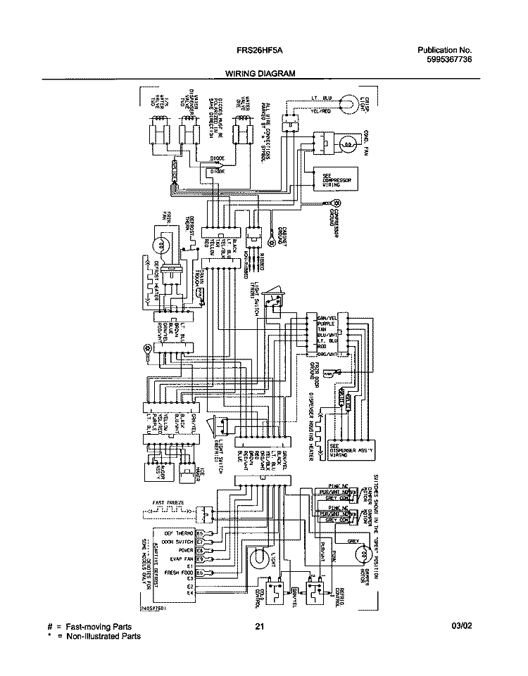 WIRING DIAGRAM Diagram and Parts List for FRS26HF5AQ3  Frigidaire Refrigerator