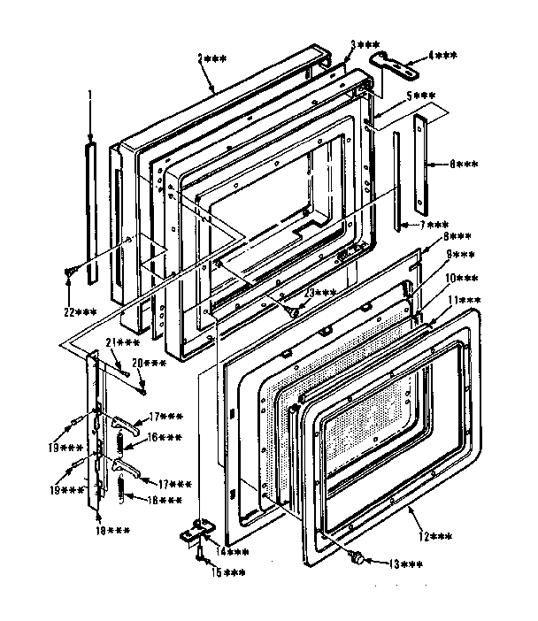 Door Diagram and Parts List for 5648888610  Kenmore Microwave