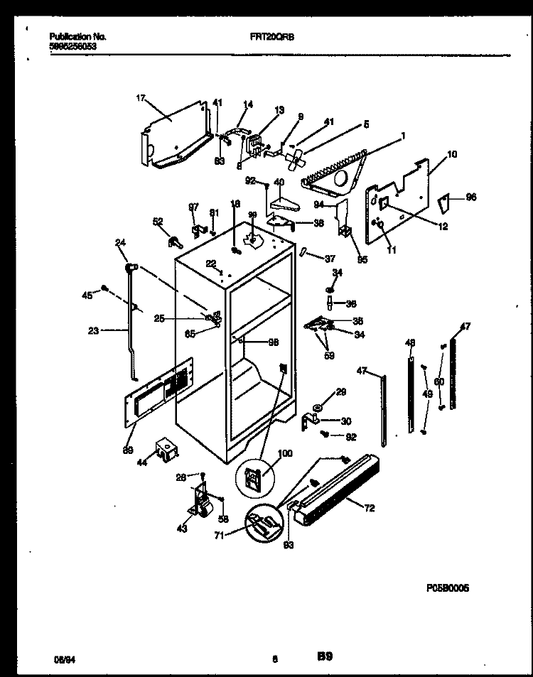 CABINET PARTS Diagram and Parts List for FRT20QRBW0  Frigidaire Refrigerator