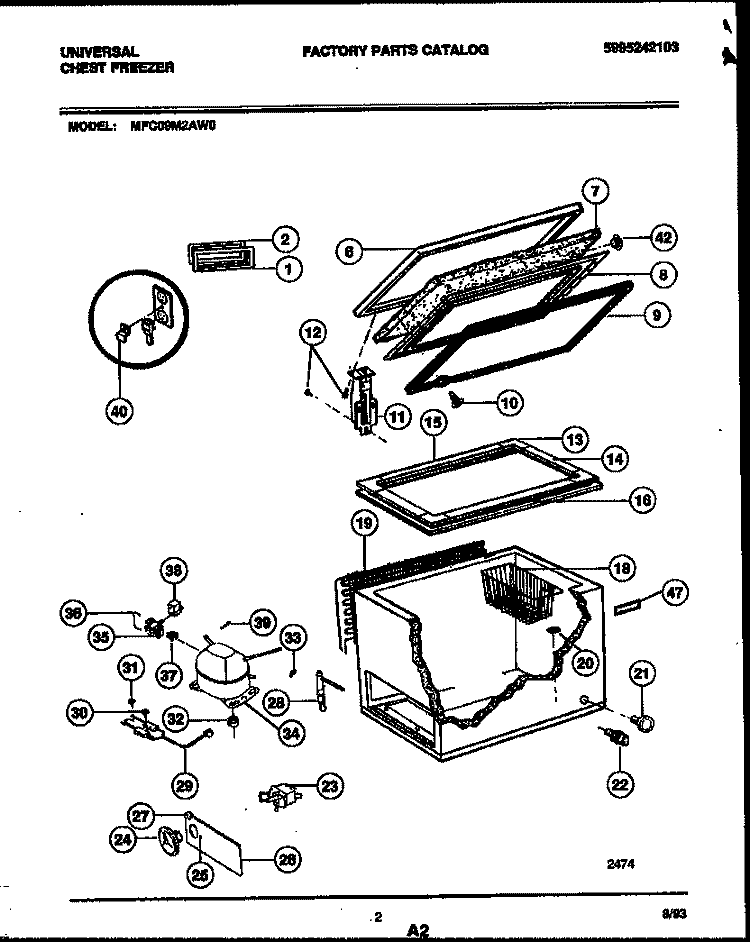 CHEST FREEZER PARTS Diagram and Parts List for MFC09M2AW0  Frigidaire Freezer