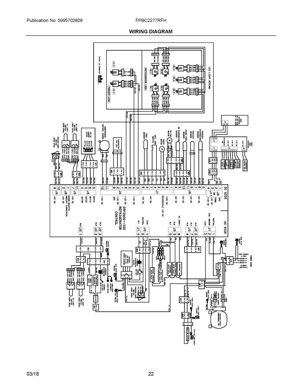 Wiring Diagram Diagram and Parts List for FPBC2277RFH  Frigidaire Refrigerator
