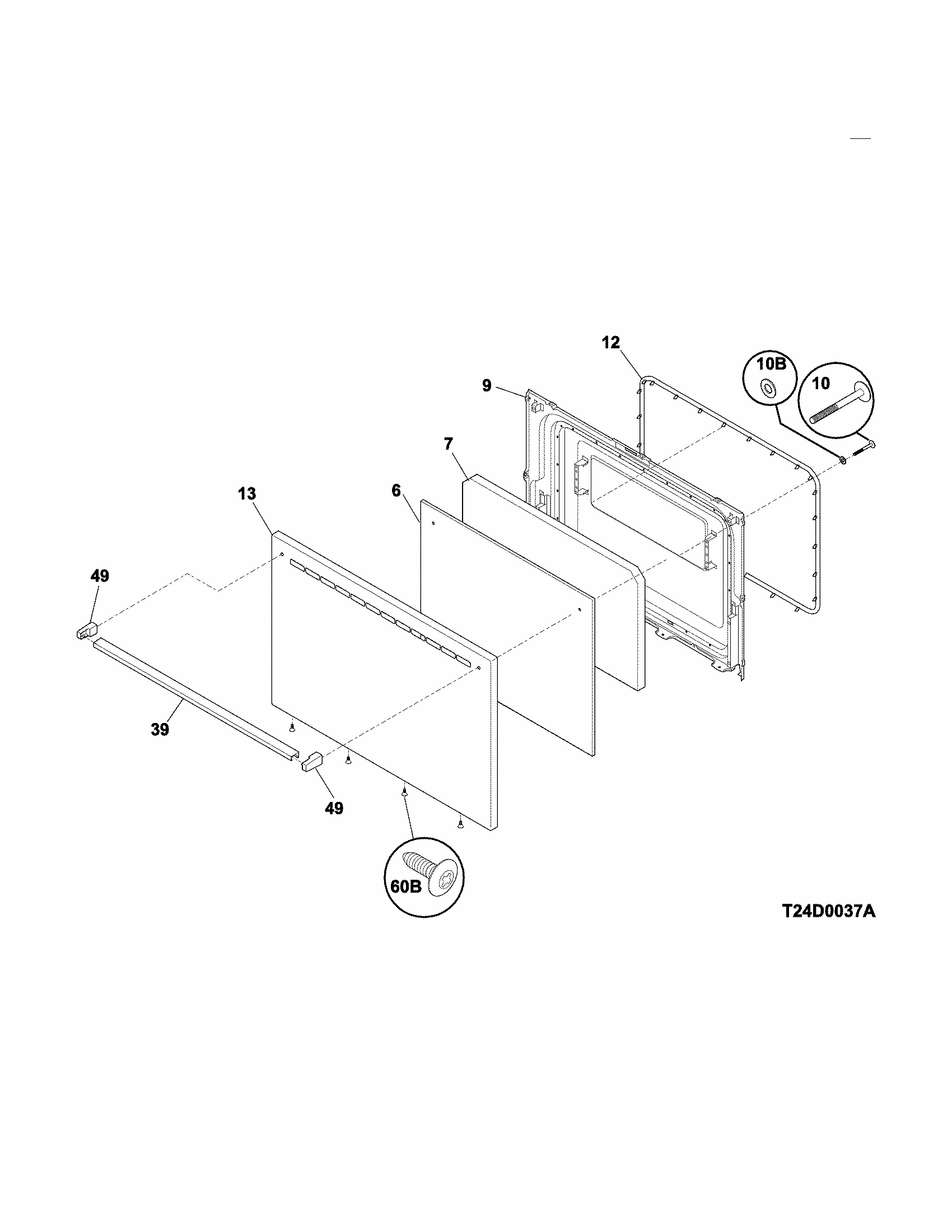 Door Diagram and Parts List for 79073033311  Kenmore Range