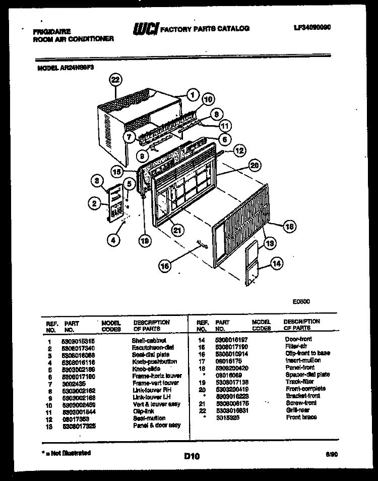 CABINET PARTS Diagram and Parts List for AR24NS8F3  Frigidaire Air Conditioner