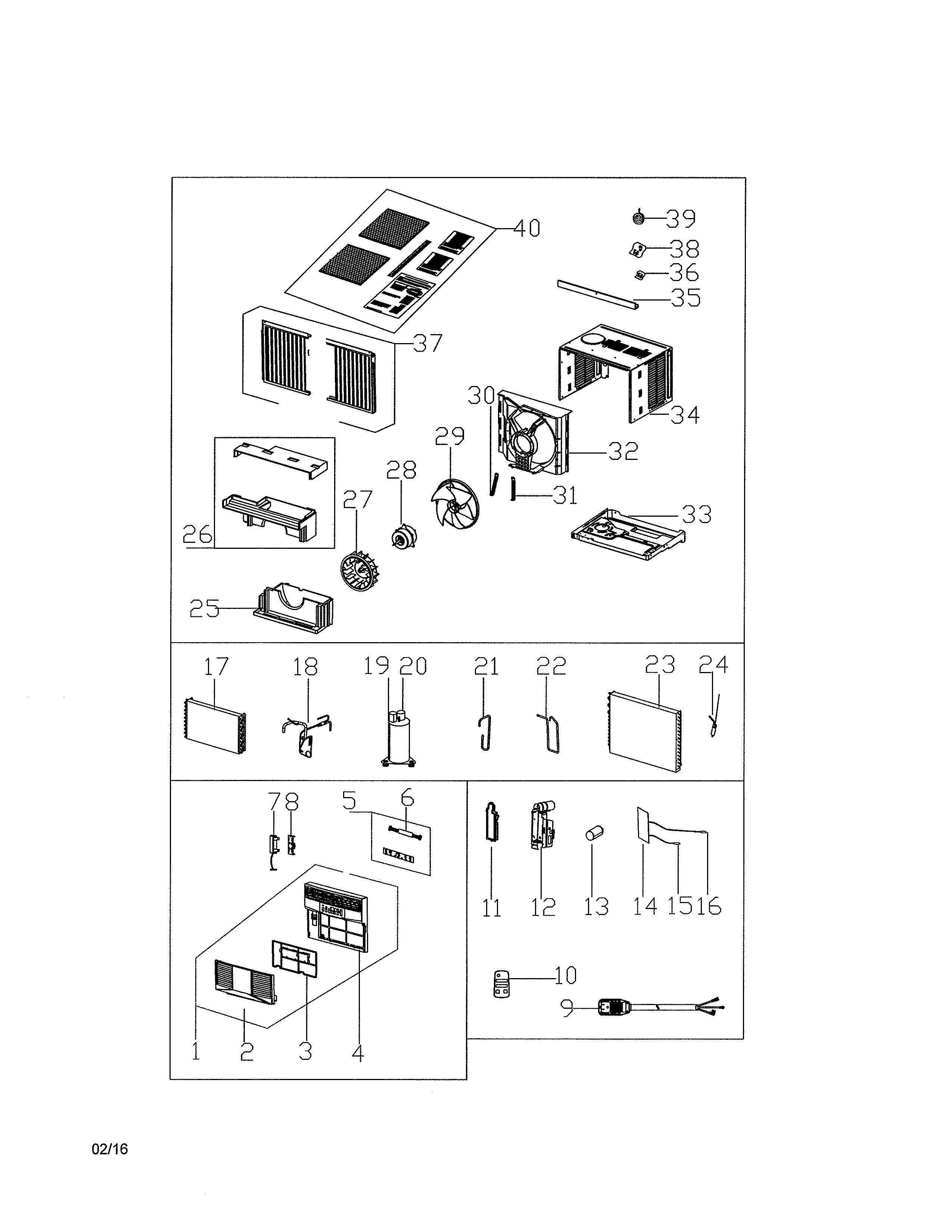 Room Air Conditioner Diagram and Parts List for 25377082610  Kenmore Air Conditioner