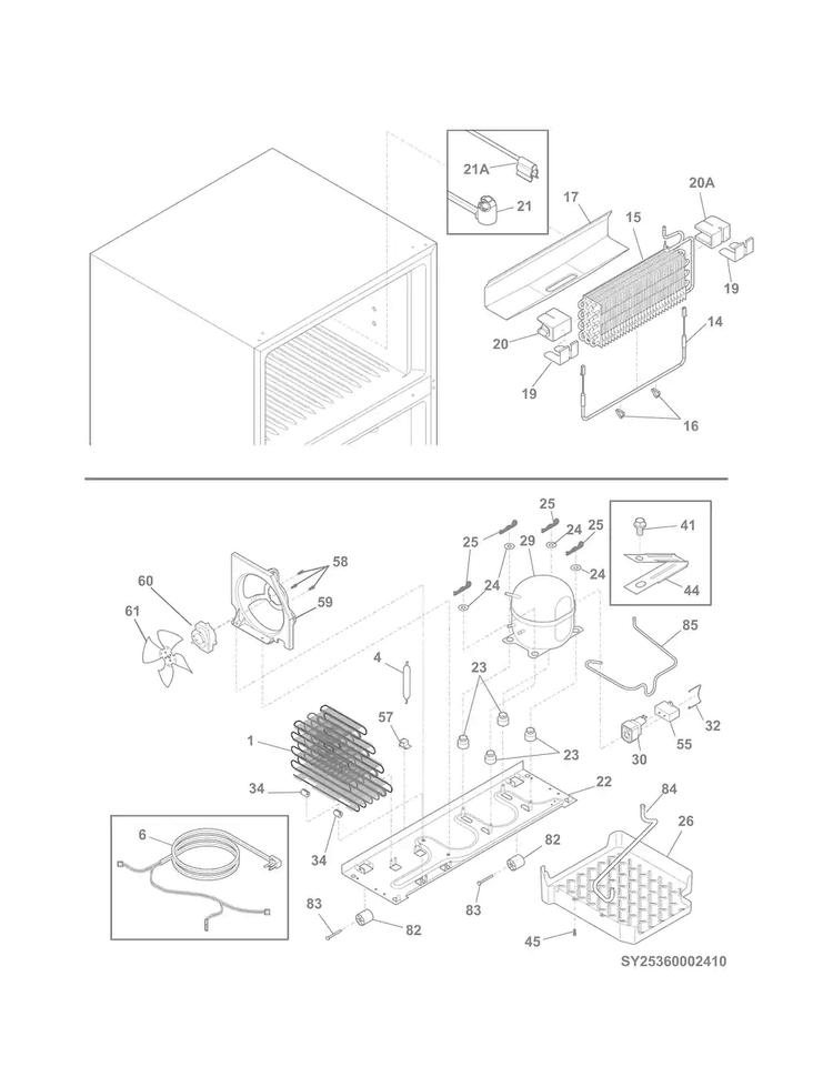 System Diagram and Parts List for 25360402415  Kenmore Refrigerator