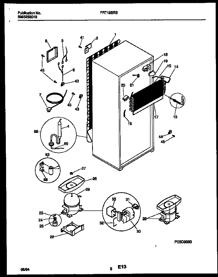 SYSTEM AND AUTOMATIC DEFROST PARTS Diagram and Parts List for FRT18BRBW0  Frigidaire Refrigerator