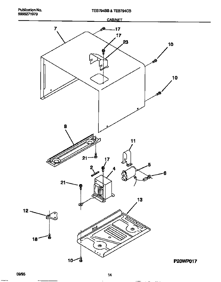CABINET Diagram and Parts List for TEB794BBBB  Tappan Microwave Oven Combo