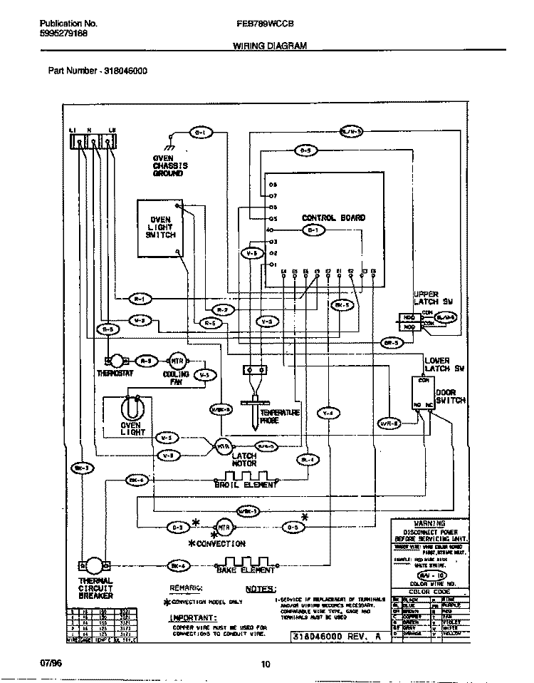 WIRING DIAGRAM Diagram and Parts List for FEB789WCCB  Frigidaire Wall Oven