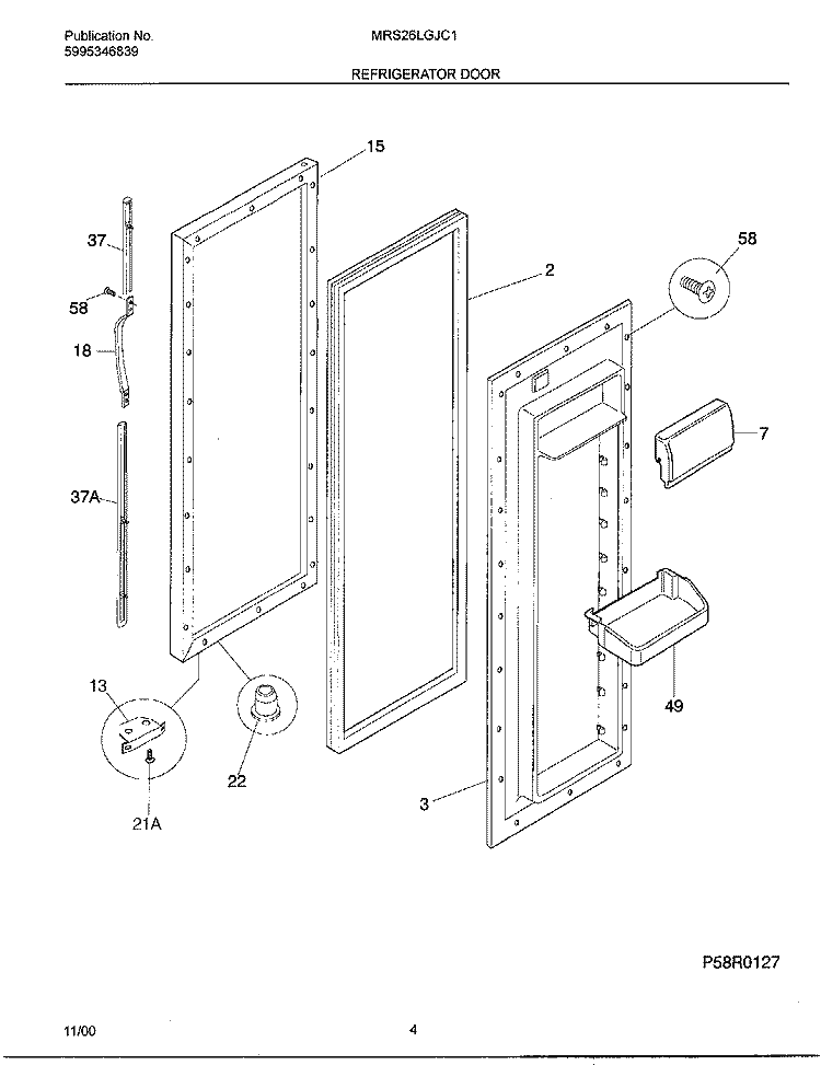 REFRIGERATOR DOOR Diagram and Parts List for MRS26LGJC1  Uni Refrigerator